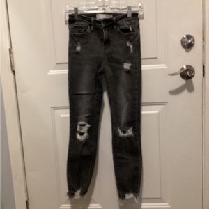 Bridge by gly Women's Charcoal Black Denim Mid Rise Skinny Ankle Jeans Size 26